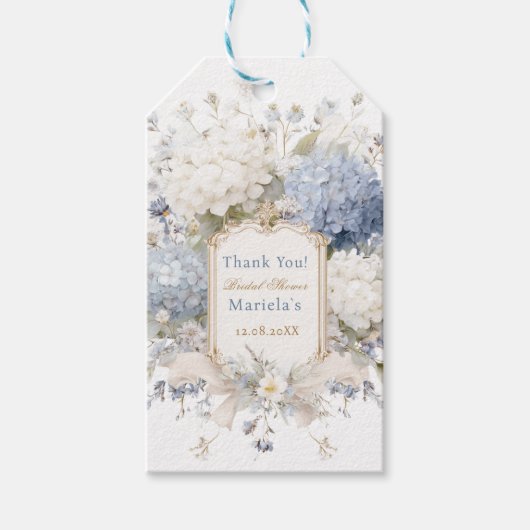 Watercolor elegant Royal Botanique hydrangea flowe Cadeaulabel (Voorkant)