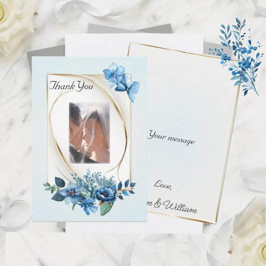 Watercolor Emerly Bloemen Platte Bedankkaart