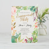 Watercolor Engagement invitation Boho Succulents (Debout devant)