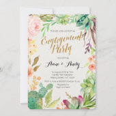 Watercolor Engagement invitation Boho Succulents (Devant)