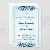 Watercolor Engagement Invitation Card (Devant / Derrière)