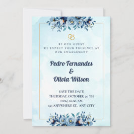 Watercolor Engagement Invitation Card Kaart