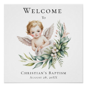 Watercolor engel veer vleugel doop welkom bord perfect poster