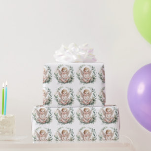 Watercolor engelenvleugels doop cadeaupapier