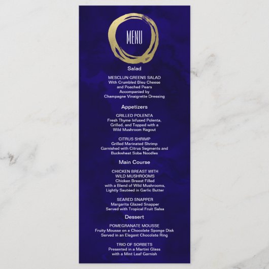 Watercolor et Gold Modern Custom Menu (Devant)