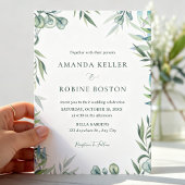 Watercolor Eucalyptus Greenery Wedding Invitation