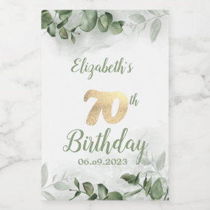 Watercolor Eucalyptus Groene 70th Wijn Etiket
