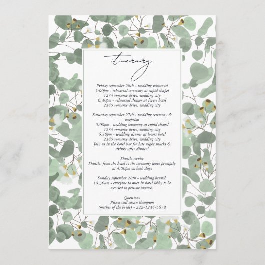 Watercolor Eucalyptus Groene Huwelijksprogramma Programma (Achterkant)