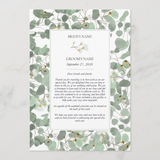 Watercolor Eucalyptus Groene Huwelijksprogramma Programma (Voorkant)