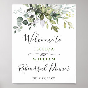 Watercolor Eucalyptus Groene Oefen Diner Poster