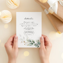 Watercolor Eucalyptus Groene Trouwdetails  Informatiekaartje