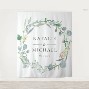 Watercolor Eucalyptus Krans Groene Huwelijkdecorat Wandkleed