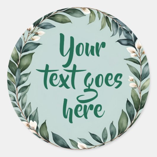 Watercolor Eucalyptus Krans Sticker bloemstuk (Voorkant)