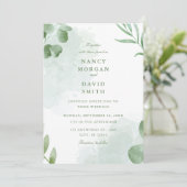 Watercolor Eucalyptus Leaves Greenery Wedding  Kaart (Staand voorkant)