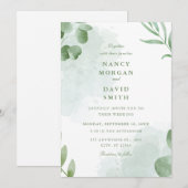 Watercolor Eucalyptus Leaves Greenery Wedding  Kaart (Voorkant / Achterkant)