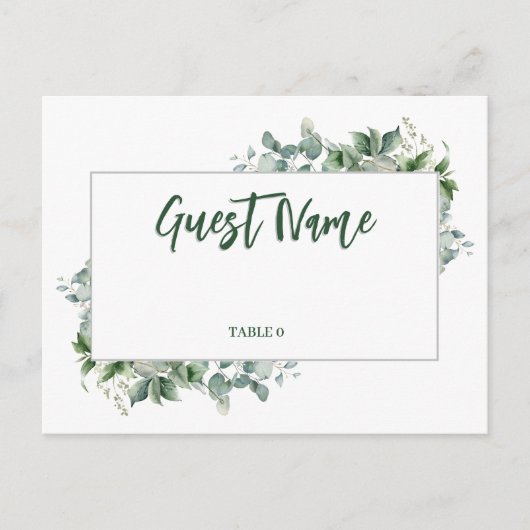 Watercolor Eucalyptus Rand Tafel Plaatskaart Briefkaart (Voorkant)