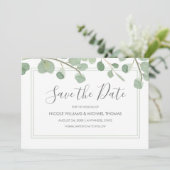 Watercolor Eucalyptus Save The Date (Staand voorkant)