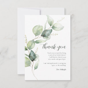 Watercolor Eucalyptus Script Bruidsdiner Bedankkaart