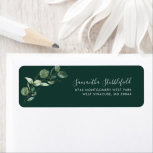 Watercolor Eucalyptus Script Retouradres Etiket