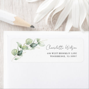 Watercolor Eucalyptus Script Retouradres Etiket