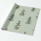 Watercolor Evergreen Trees Cadeaupapier (Uitgerold)