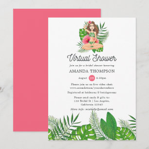 Watercolor Exotische Aloha Luau Virtuele Bruiloft Kaart