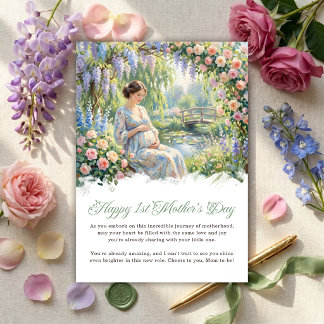 Watercolor Expecting Mom Happy 1st Mother’s Day Feestdagenkaart