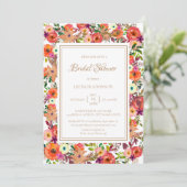 Watercolor Fall Floral Bridal Douche Invitation (Debout devant)