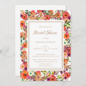 Watercolor Fall Floral Bridal Douche Invitation (Devant / Derrière)