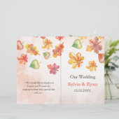 Watercolor Fall Leaves bookfold Wedding programme (Debout devant)