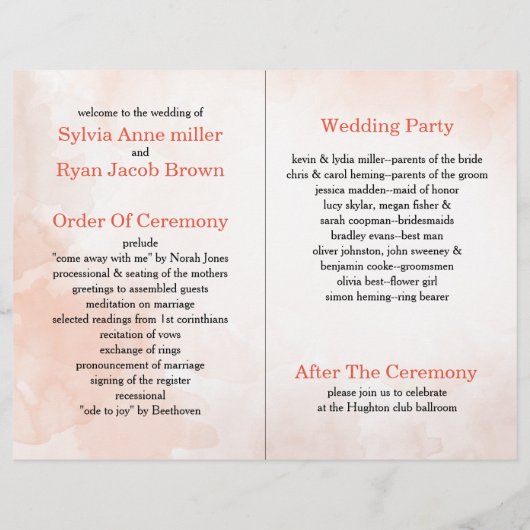 Watercolor Fall Leaves bookfold Wedding programme (Dos)