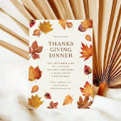 Watercolor Fall Leaves Thanksgiving Dinner Kaart