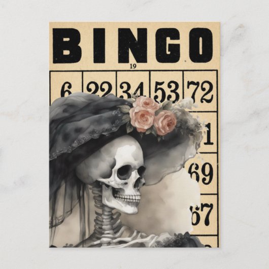 Watercolor Fancy Lady Skeleton Carte de Bingo Vint (Devant)