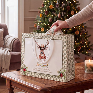 Watercolor Fantasie Rendier Kerstcadeautas Groot Cadeauzakje