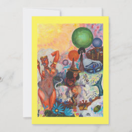 Watercolor Fantasy Eros rides white Lioness Woman Kaart