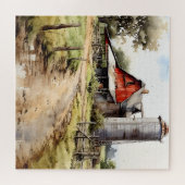 Watercolor Farmhouse avec Puzzle Silo (Horizontal)
