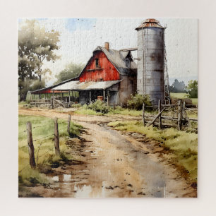 Watercolor Farmhouse avec Puzzle Silo