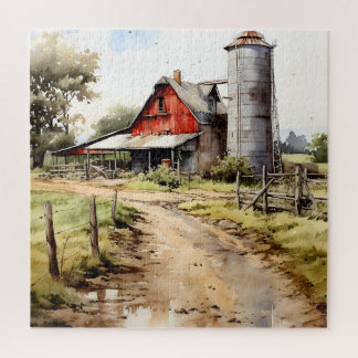 Watercolor Farmhouse avec Puzzle Silo