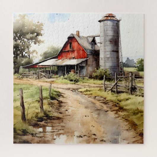 Watercolor Farmhouse avec Puzzle Silo (Vertical)