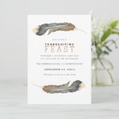 Watercolor Feather Duo Thanksgiving Invitation de  (Debout devant)