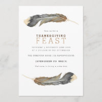 Watercolor Feather Duo Thanksgiving Invitation de 