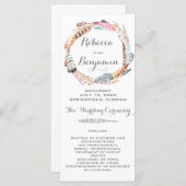 Watercolor Feathers Bohemian Wedding Programmes (Devant / Derrière)