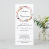 Watercolor Feathers Bohemian Wedding Programmes (Debout devant)