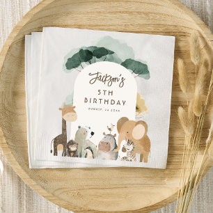 Watercolor Feest Dieren Foto Verjaardagsfeest Servet