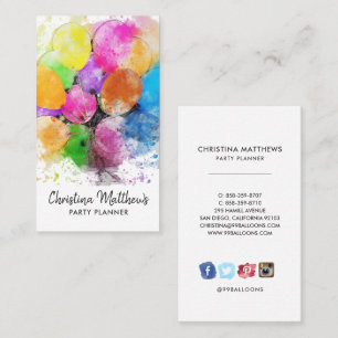 Watercolor Feestballonnen Zakelijke kaart Visitekaartje