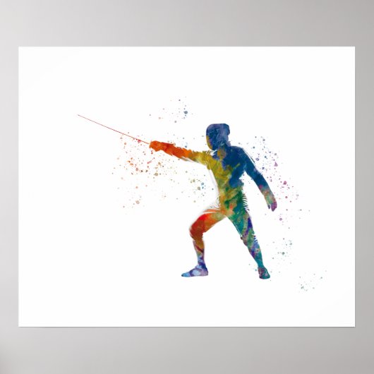 watercolor fencing poster (Voorkant)