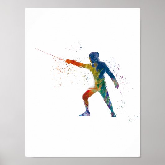 watercolor fencing poster (Voorkant)