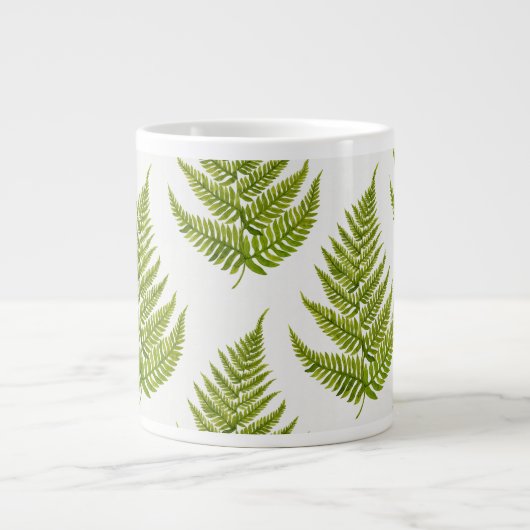 Watercolor Fern Pattern Extra Grote Beker (Voorkant)
