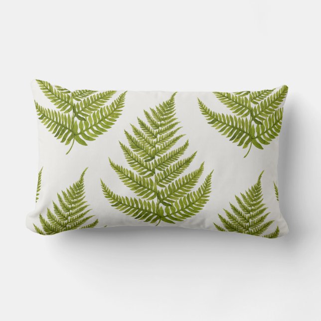 Watercolor Fern Pattern Kussen (Voorkant)