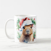 Watercolor Festival Capybara Christmas Mug (Gauche)